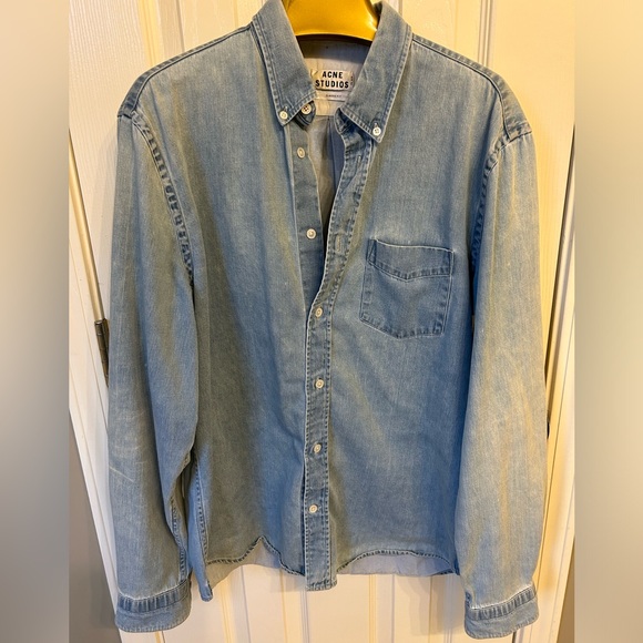 Acne Studios Men’s Denim Long Sleeve Button Down, Classic Fit, Size 52 EU/XL - Picture 1 of 7